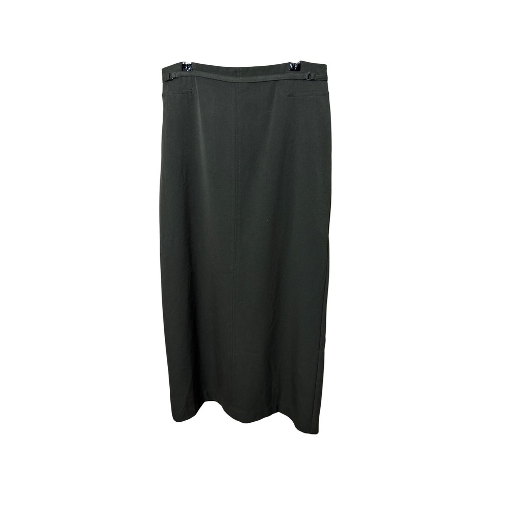 Lana Lee Womens Dark Olive Green Maxi Skirt Size 8 Career Professional Long Slit